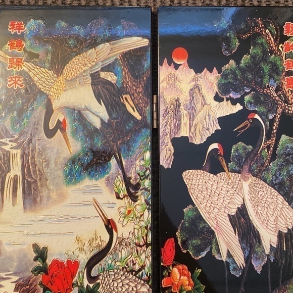 Asian Decorative Folding Screen Lacquer Art & Oriental Home Decor - Picture 4 of 8